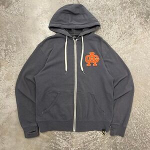 Astro Gaming Hoodie Mens Medium Slate Grey Orange Chenille Patch Full Zip Y2K